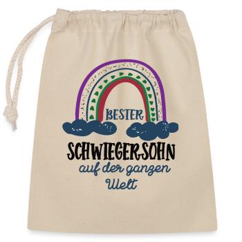 Bester Schwiegersohn Schwiegerkind Schwiegersöhne - Verschließbarer Geschenkbeutel aus Baumwolle (25x30cm) - Natur - Vorne
