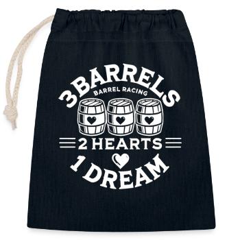 3 Fässer 2 Herzen 1 Traum - Verschließbarer Geschenkbeutel aus Baumwolle (25x30cm) - Navy - Vorne
