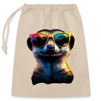 Lunettes de soleil suricate coloré mignon suricate - Sac cadeau en coton avec cordon (25 x 30 cm) - nature - Devant