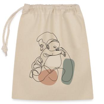 Père avec enfant, bébé - Sac cadeau en coton avec cordon (25 x 30 cm) - nature - Devant