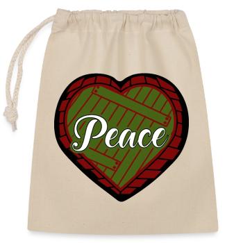 PEACE - Closable cotton gift bag (25x30cm) - nature - Front