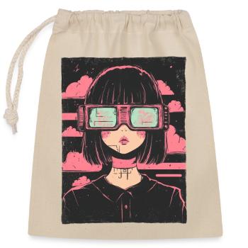 Anime Fille Graphique Pastel Goth Grunge Vaporwave - Sac cadeau en coton avec cordon (25 x 30 cm) - nature - Devant