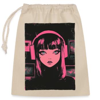 Anime Fille Graphique Pastel Goth Dystopique Grunge - Sac cadeau en coton avec cordon (25 x 30 cm) - nature - Devant