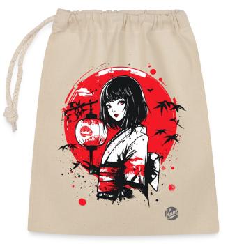 Edo period in new, Japanese geisha in kimono - Closable cotton gift bag (25x30cm) - nature - Front