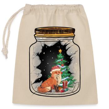Weihnachten Nikolaus Fuchs Santa Kinder - Verschließbarer Geschenkbeutel aus Baumwolle (25x30cm) - Natur - Vorne