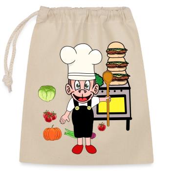 Monkey Kitchen Cook Cooks Cooks Culinary Arts - Closable cotton gift bag (25x30cm) - nature - Front