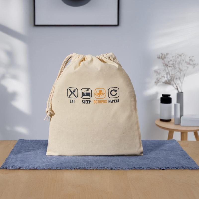 Manger Dormir Octopus Répéter Octopodes Octopoda Lover Sac cadeau en coton avec cordon (25 x 30 cm)
