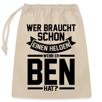 Vorname Ben - Verschließbarer Geschenkbeutel aus Baumwolle (25x30cm) - Natur - Vorne
