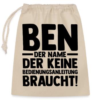 Vorname Ben - Verschließbarer Geschenkbeutel aus Baumwolle (25x30cm) - Natur - Vorne