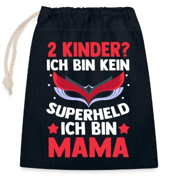 Mom of 2 children superheroine - Closable cotton gift bag (25x30cm) - navy - Front