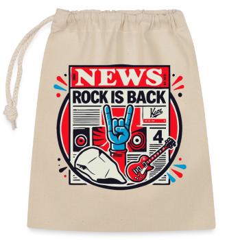 Zeitung Nachrichten: Rock-Musik ist zurück - Verschließbarer Geschenkbeutel aus Baumwolle (25x30cm) - Natur - Vorne
