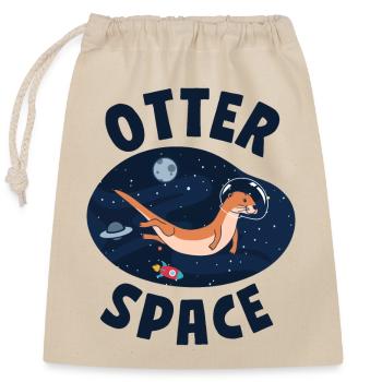 Otter Pun Space Science Astronaut - Verschließbarer Geschenkbeutel aus Baumwolle (25x30cm) - Natur - Vorne