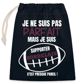 Supporter Bordeaux Parfait Rugby - Sac cadeau en coton avec cordon (25 x 30 cm) - bleu marine - Devant