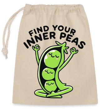 Find Your Inner Peas Yoga Pun - Closable cotton gift bag (25x30cm) - nature - Front