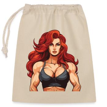 Woman Muscles Girl Fitness - Closable cotton gift bag (25x30cm) - nature - Front