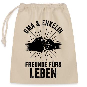 Großmutter Enkelin Oma - Verschließbarer Geschenkbeutel aus Baumwolle (25x30cm) - Natur - Vorne