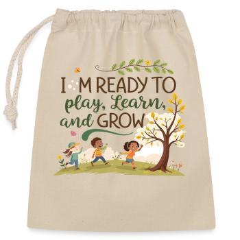 Apprendre et grandir par le jeu – conception de motifs pour enfants - Sac cadeau en coton avec cordon (25 x 30 cm) - nature - Devant