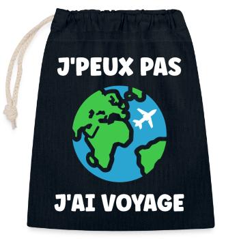 Travel Humor Vacation - Closable cotton gift bag (25x30cm) - navy - Front