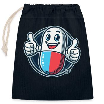 Daumen hoch, fröhliche Medizin Pille - Verschließbarer Geschenkbeutel aus Baumwolle (25x30cm) - Navy - Vorne