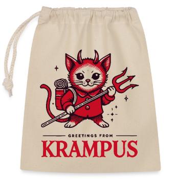 Salutations de Krampus Cat Funny Christmas Design - Sac cadeau en coton avec cordon (25 x 30 cm) - nature - Devant