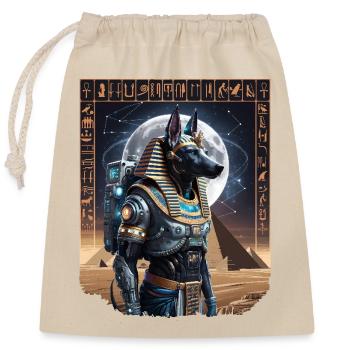 Ancien Anubis Astronaute Sci-Fi Design - Sac cadeau en coton avec cordon (25 x 30 cm) - nature - Devant
