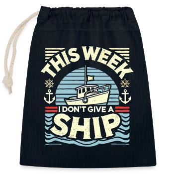 Diese Woche schenke ich kein Schiff - Verschließbarer Geschenkbeutel aus Baumwolle (25x30cm) - Navy - Vorne