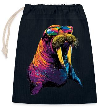 Walross Stoßzähne Robbe Wilde Pazifische Walrosse - Verschließbarer Geschenkbeutel aus Baumwolle (25x30cm) - Navy - Vorne