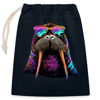 Walross Stoßzähne Robbe Wilde Pazifische Walrosse - Verschließbarer Geschenkbeutel aus Baumwolle (25x30cm) - Navy - Vorne