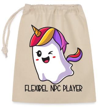 Flexible NPC Player – Colorful Unicorn Ghost - Closable cotton gift bag (25x30cm) - nature - Front