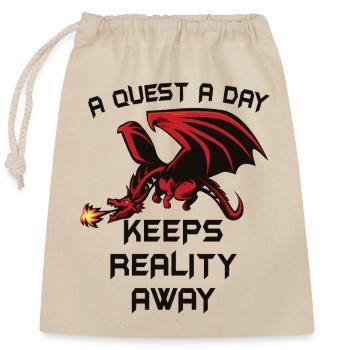 Jouer à Gamer A Quest A Day - Sac cadeau en coton avec cordon (25 x 30 cm) - nature - Devant