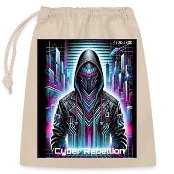 Cyber Rebellion – Neon Warrior - Closable cotton gift bag (25x30cm) - nature - Front