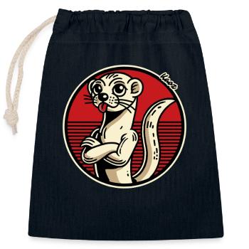 Une belette effrontée tire la langue - Sac cadeau en coton avec cordon (25 x 30 cm) - bleu marine - Devant