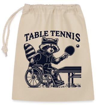 Tennis de table en fauteuil roulant raton laveur illustration - Sac cadeau en coton avec cordon (25 x 30 cm) - nature - Devant