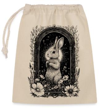 Bohemian Boho Hase Hasenmotiv Frühling Cottagecore - Verschließbarer Geschenkbeutel aus Baumwolle (25x30cm) - Natur - Vorne