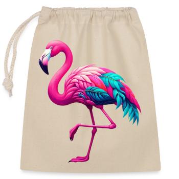 Flamant - Sac cadeau en coton avec cordon (25 x 30 cm) - nature - Devant