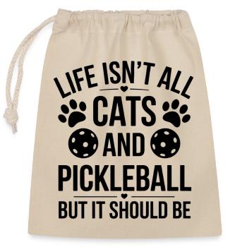 Pickleball Saying Cat Funny Pickleball Gift - Closable cotton gift bag (25x30cm) - nature - Front
