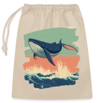 Whale - Closable cotton gift bag (25x30cm) - nature - Front