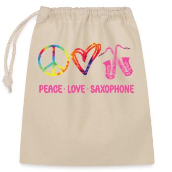 Saxophones Tie Dye Peace Love - Closable cotton gift bag (25x30cm) - nature - Front