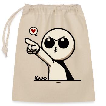 Süßes Cartoon-Männchen mit Herz - Verschließbarer Geschenkbeutel aus Baumwolle (25x30cm) - Natur - Vorne