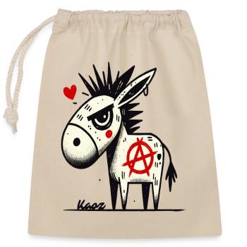 Rebellious & Funny: Anarchy Punk Donkeys - Closable cotton gift bag (25x30cm) - nature - Front