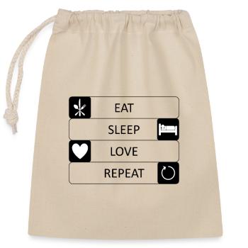 Manger Dormir Aimer Répéter Amour Sexe Saint-Valentin - Sac cadeau en coton avec cordon (25 x 30 cm) - nature - Devant