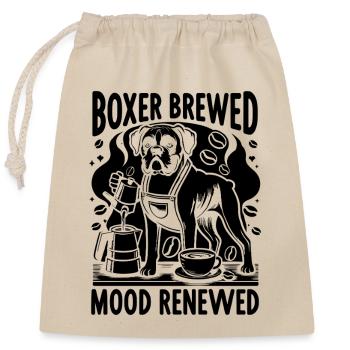 Boxer Gebraute Stimmung Erneuerter Koffein Liebhaber Hund - Verschließbarer Geschenkbeutel aus Baumwolle (25x30cm) - Natur - Vorne