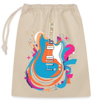 Guitare électrique colorée - Sac cadeau en coton avec cordon (25 x 30 cm) - nature - Devant