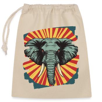 Elefant Retro - Verschließbarer Geschenkbeutel aus Baumwolle (25x30cm) - Natur - Vorne