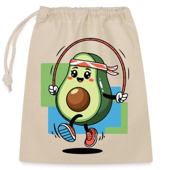 Jumping Avocado Fitness Fun - Sac cadeau en coton avec cordon (25 x 30 cm) - nature - Devant