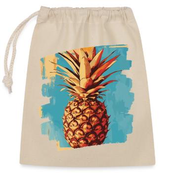 Ananas - Verschließbarer Geschenkbeutel aus Baumwolle (25x30cm) - Natur - Vorne