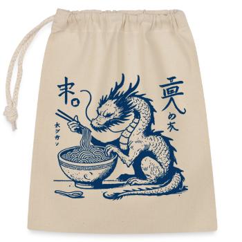 Lustiger Ukiyo-E Ramen Drache Streetwear Retro - Verschließbarer Geschenkbeutel aus Baumwolle (25x30cm) - Natur - Vorne