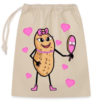 Pretty Peanut Girl Nut Princess Diva - Closable cotton gift bag (25x30cm) - nature - Front