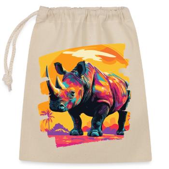 Nashorn - Verschließbarer Geschenkbeutel aus Baumwolle (25x30cm) - Natur - Vorne