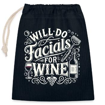 Will Do Gesichtsbehandlungen für Wein - Verschließbarer Geschenkbeutel aus Baumwolle (25x30cm) - Navy - Vorne